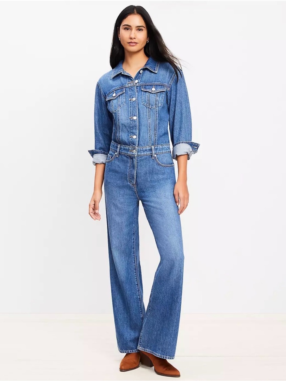 NWT LOFT Classic Blue Denim Jumpsuit